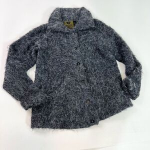 Peruvian Trading Co Sweater Womens Medium Gray Virgin Acrylic Button Up Cardigan